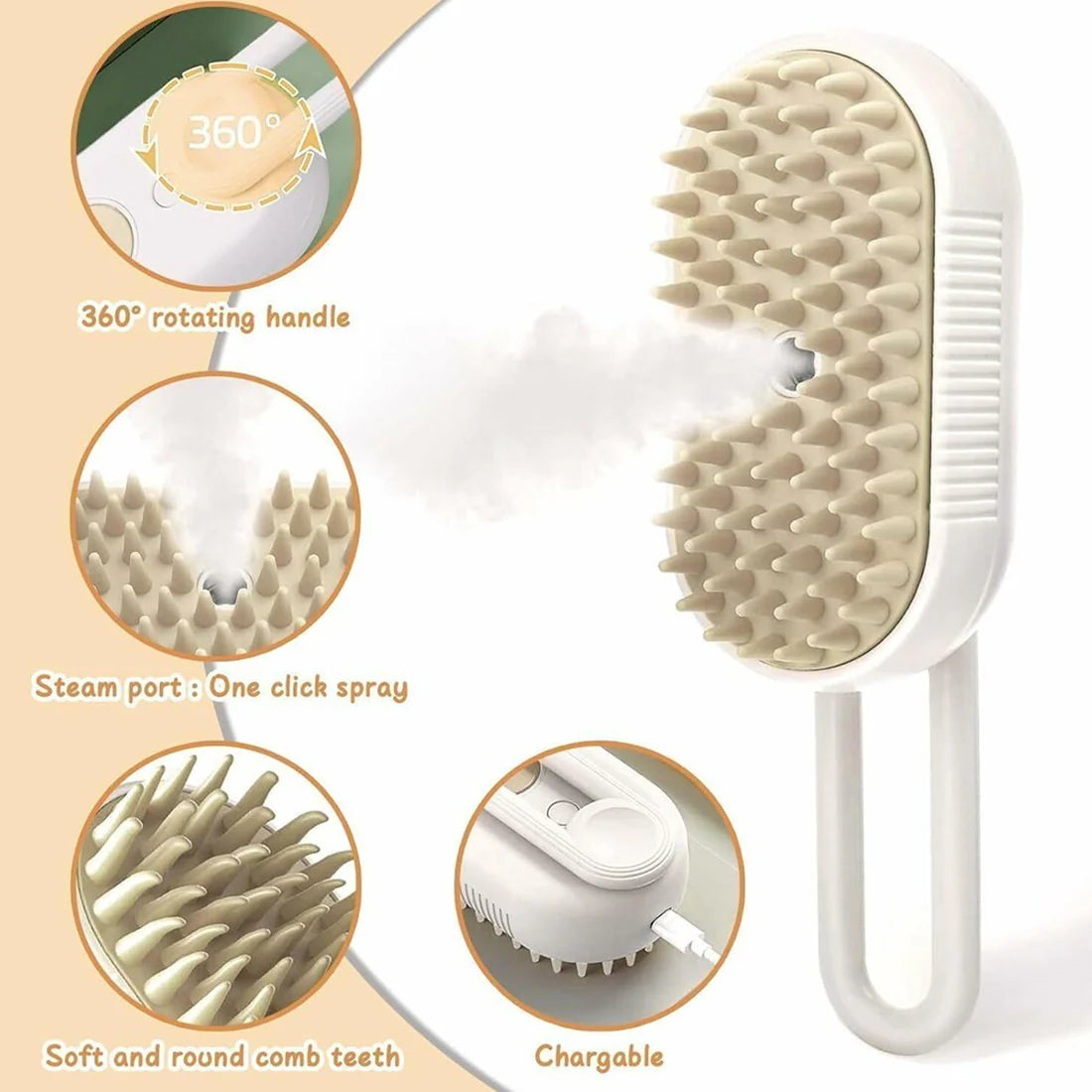 Pet Steam Grooming Brush – Electric Spray Massage Hair Removal Comb for Dogs & Cats