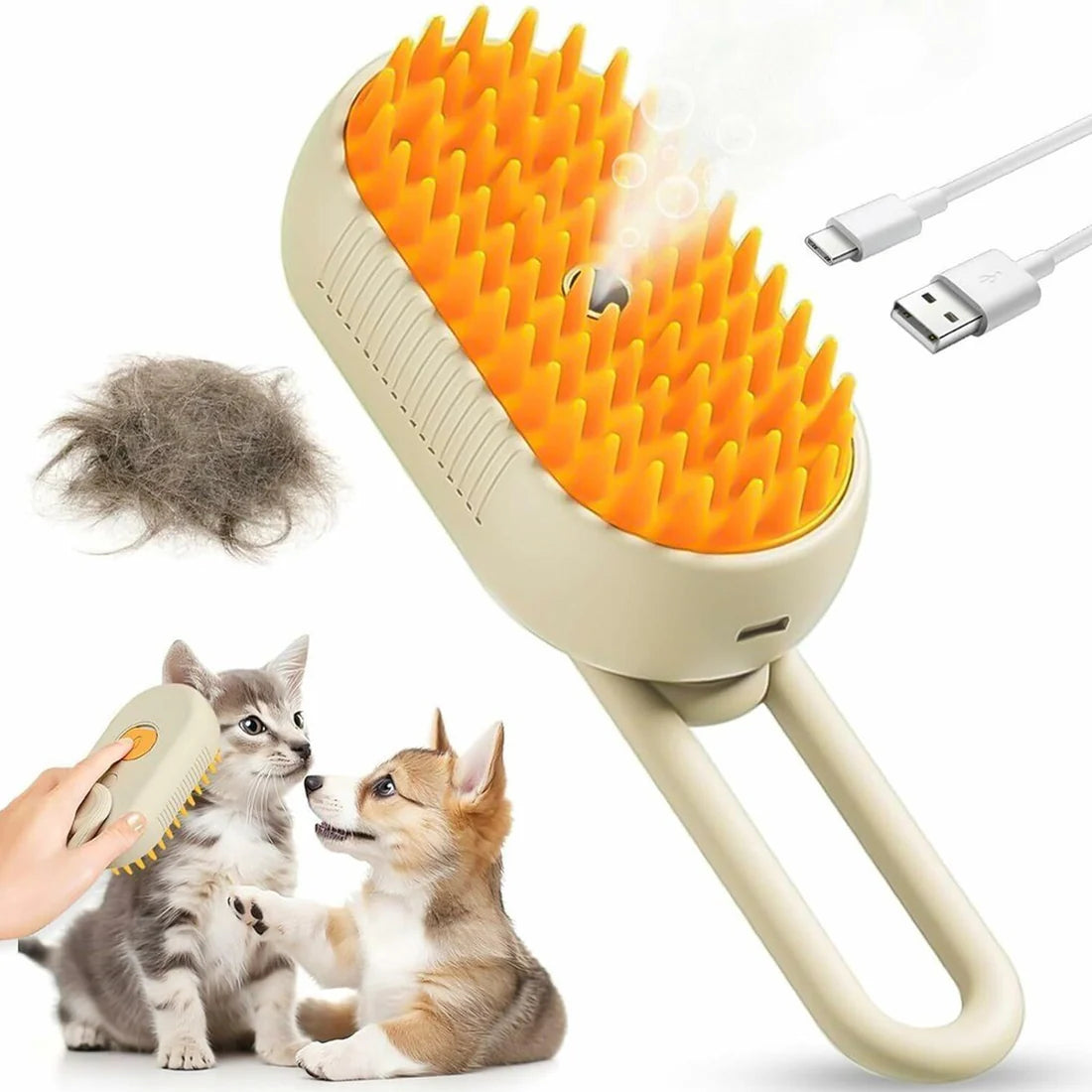 Pet Steam Grooming Brush – Electric Spray Massage Hair Removal Comb for Dogs & Cats
