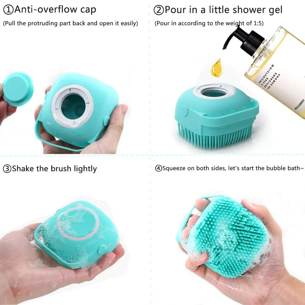 Liquid Dispensing Bath Brush Combo – Exfoliating Body Scrubber Set for Deep Cleaning & Dead Skin Removal