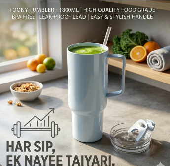 Toony Tumbler 1200ml – Premium Insulated Travel Mug with Straw & Handle