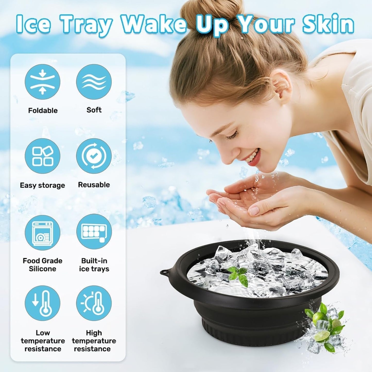 Ice Bowl Facial Therapy Kit – Collapsible Face Bowl with Built-In Ice Tray