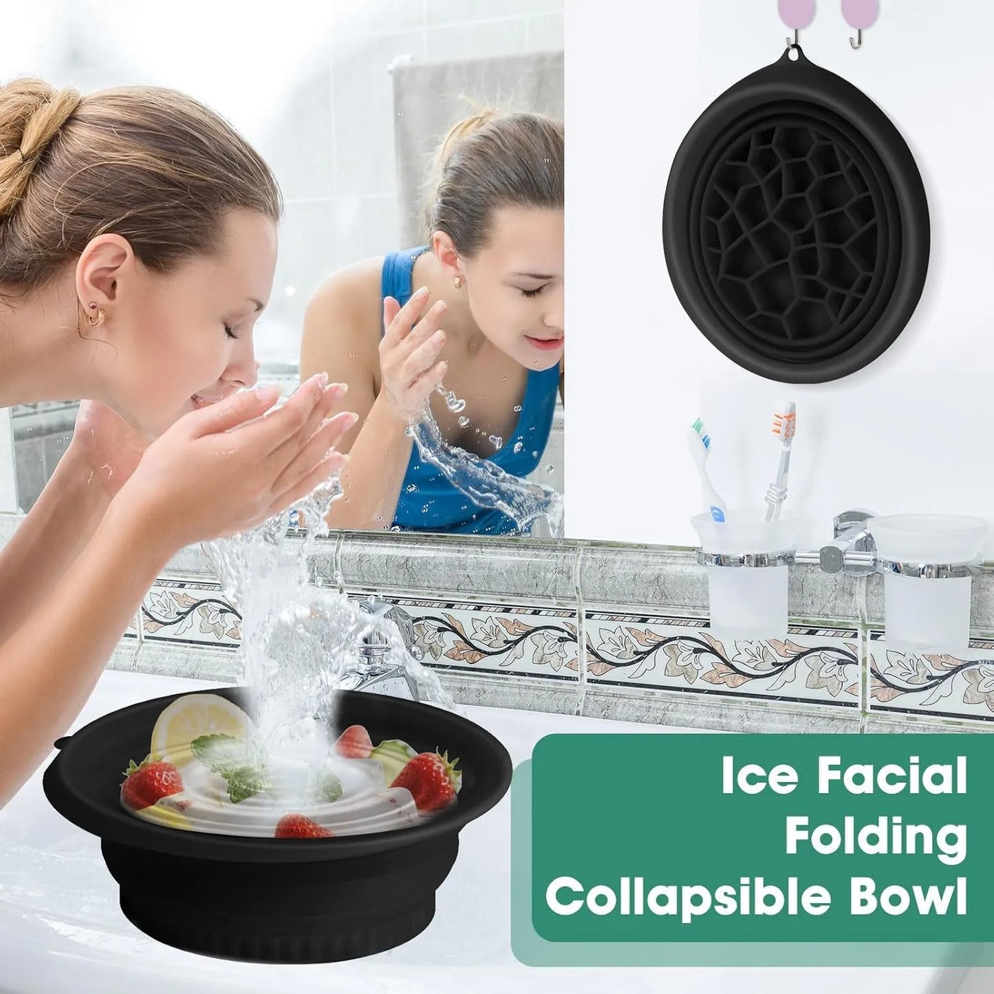 Ice Bowl Facial Therapy Kit – Collapsible Face Bowl with Built-In Ice Tray