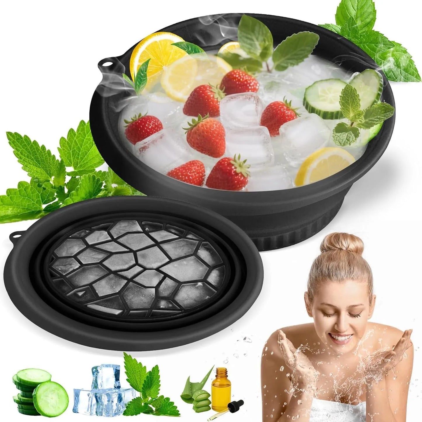 Ice Bowl Facial Therapy Kit – Collapsible Face Bowl with Built-In Ice Tray